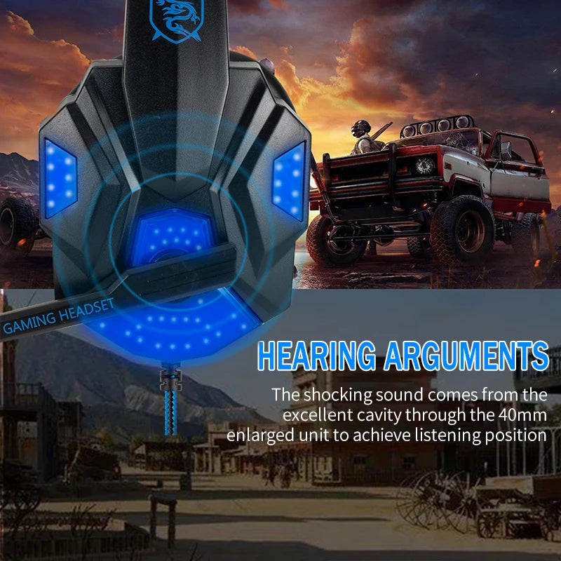 Gaming Headset with Mic and LED Light for PC Laptop Computer Cellphone PS4 Xbox 3.5mm Wired Stereo PC Gaming Headset Gifts