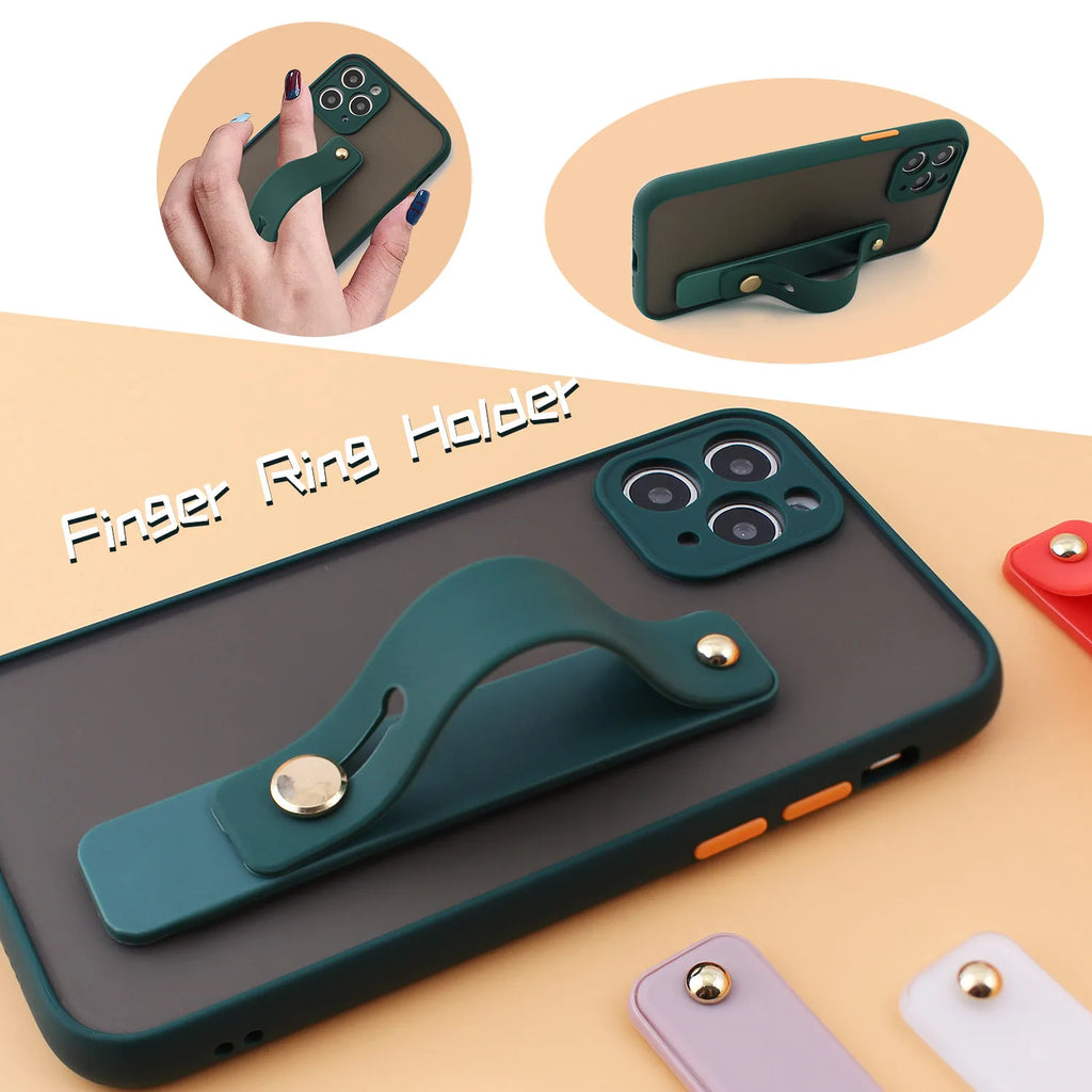 Wrist Band Hand Band Finger Grip Mobile Phone Holder Stand Push Pull Universal Plain Color Phone Socket Holder for iPhone Xiaomi