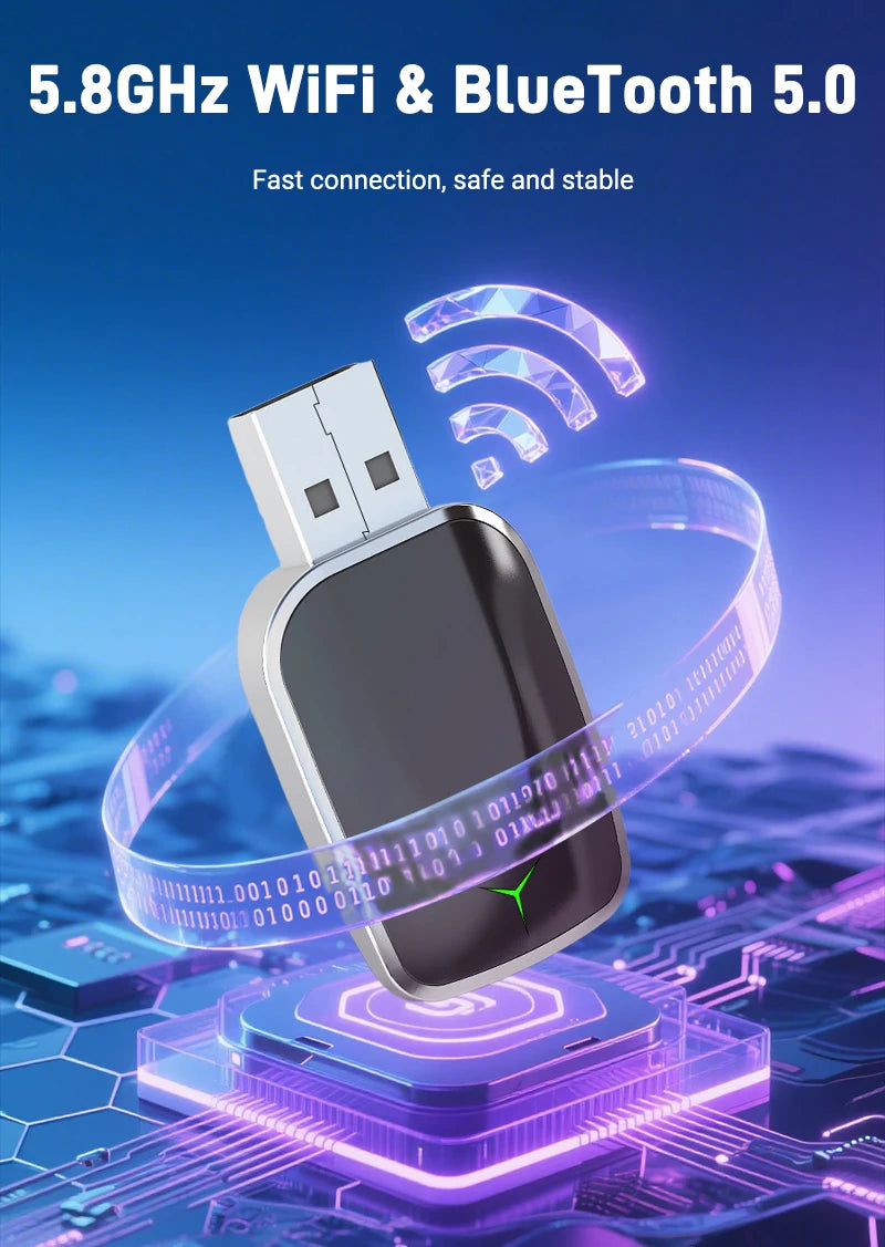 Wireless CarPlay Android Auto Adapter 2025 New Upgrade for 99% Cars 5GHz WiFi &Low-Latency Streaming Plug&Play Wired to Wireless