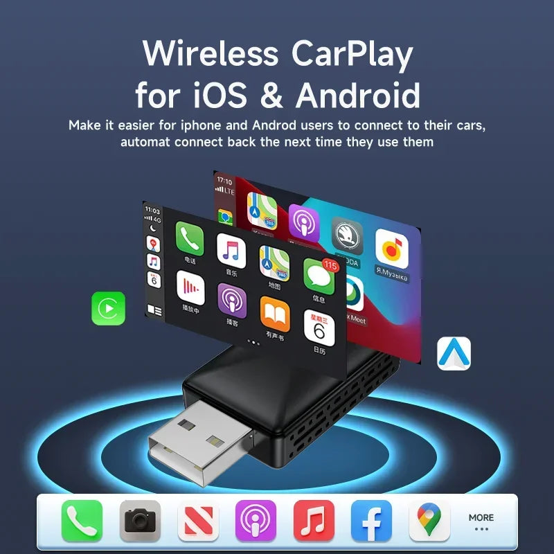 Carplay Android Auto Wireless Adapter Car Intelligent Systems Tools Cars Accessories Wired To Wireless Carplay Wireless Adapter
