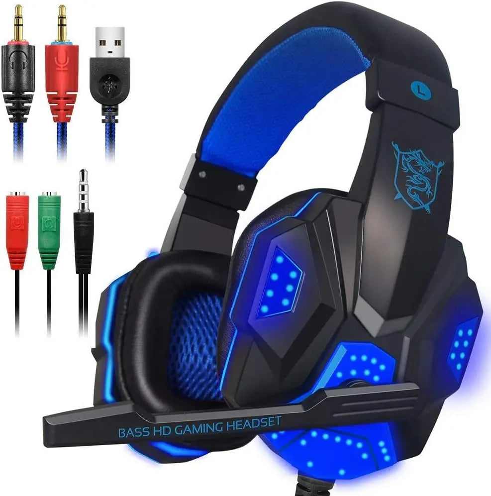 Gaming Headset with Mic and LED Light for PC Laptop Computer Cellphone PS4 Xbox 3.5mm Wired Stereo PC Gaming Headset Gifts