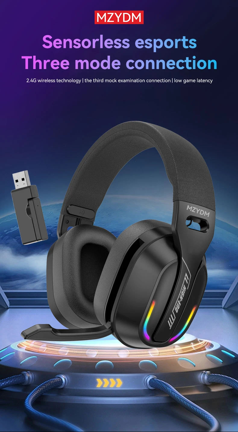 Wireless Gaming Headset: 2.4G/Wired/Bluetooth Headphones 3 Modes, Bendable HD Mic, Soft Ear Pads, Immersive Sound for PC/PS4/PS5