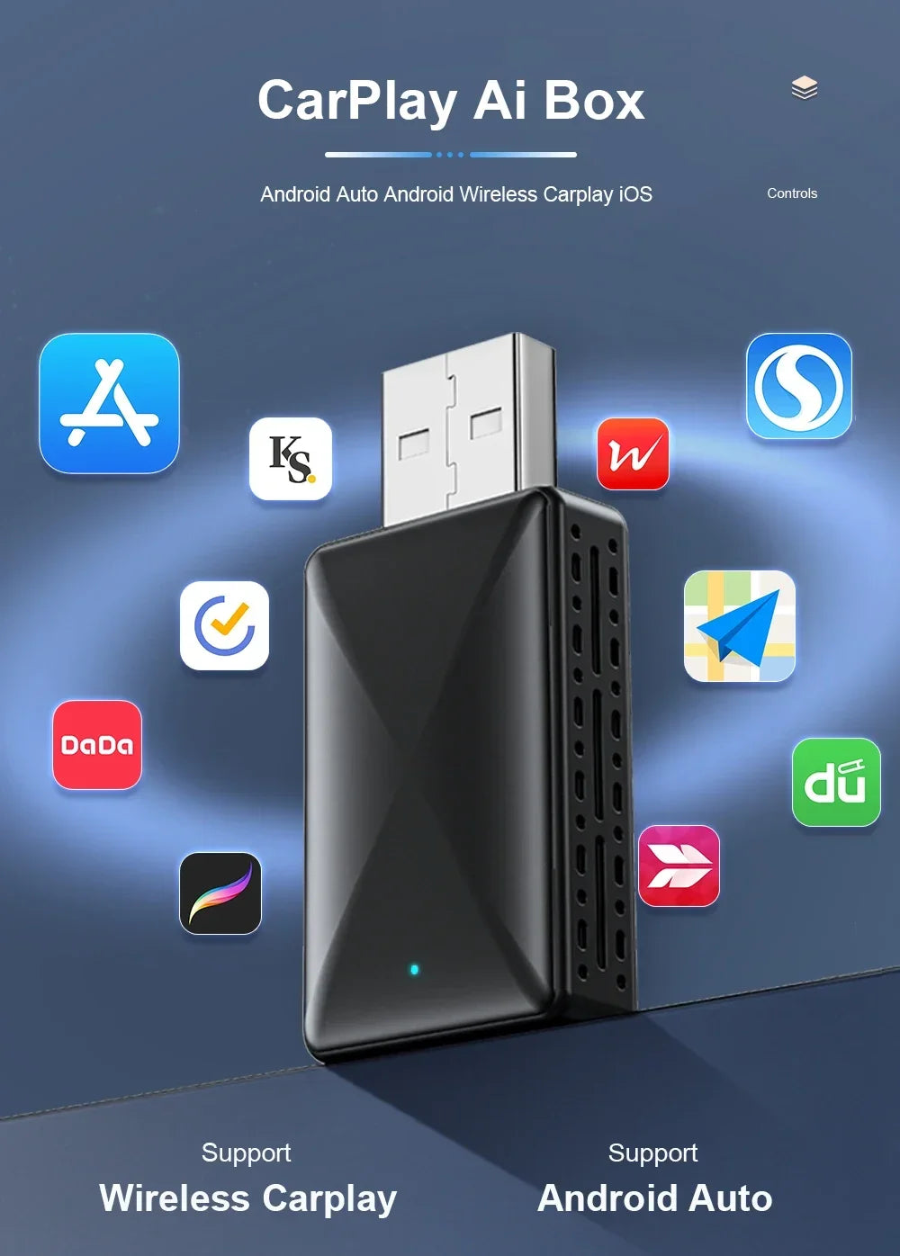 Carplay Android Auto Wireless Adapter Car Intelligent Systems Tools Cars Accessories Wired To Wireless Carplay Wireless Adapter