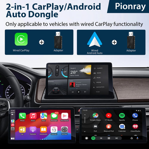 2 IN 1 Wireless Carplay Adapter, Converts Wired to Wireless carplay Adapter for iPhone, Wireless Control Plug & Play Carplay