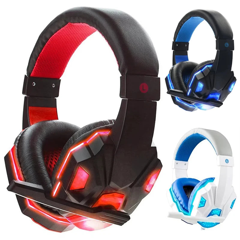 3.5mm Headphone Wired Gaming Headset Earphones Music For Computer With Mic Headset Stereo SVirtual Surround Bass LED Light Gamer
