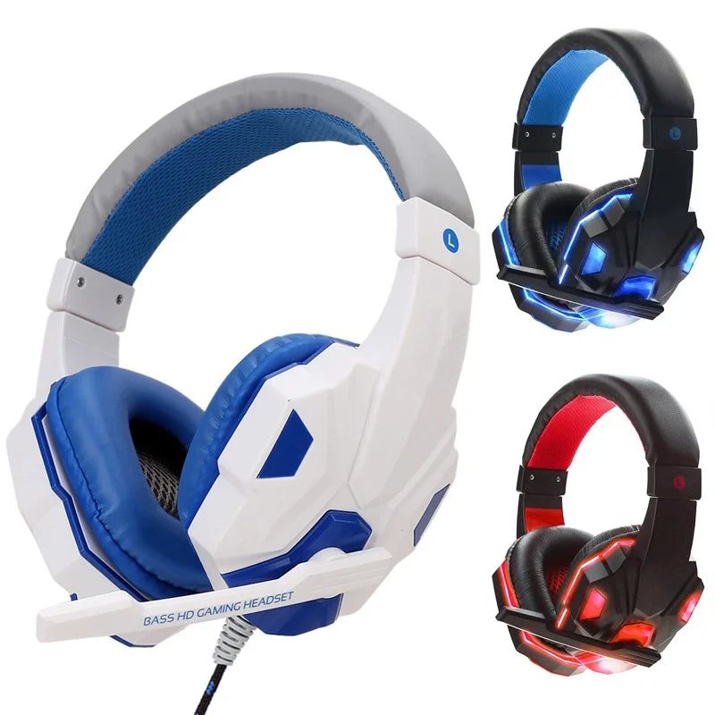 Gaming Headsets Over-Ear 3.5mm Wired Headphones Music Stereo Earphones With Adjustable Microphone For PS4 PS5 Laptop Computer PC