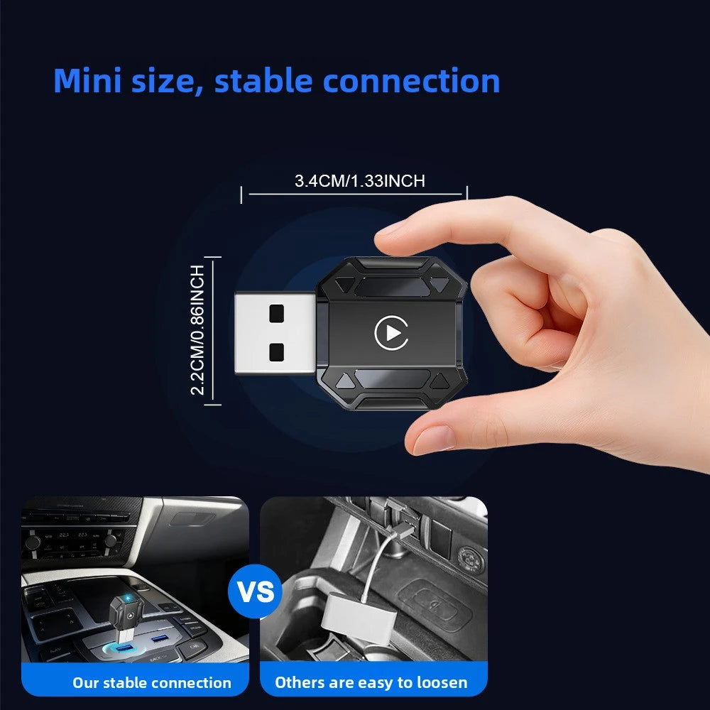 Wireless CarPlay car adapter, iphone, Android car interconnection, two-in-one smart car navigation, music and call function.