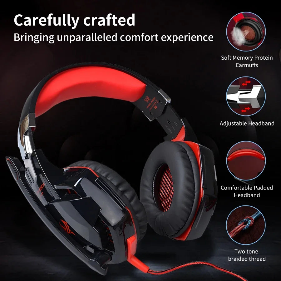 Wired Gaming Headsets Big Headphones with Led Light Mic Stereo Earphones Deep Bass for PC Computer Gamer Laptop PS4 New X-BOX