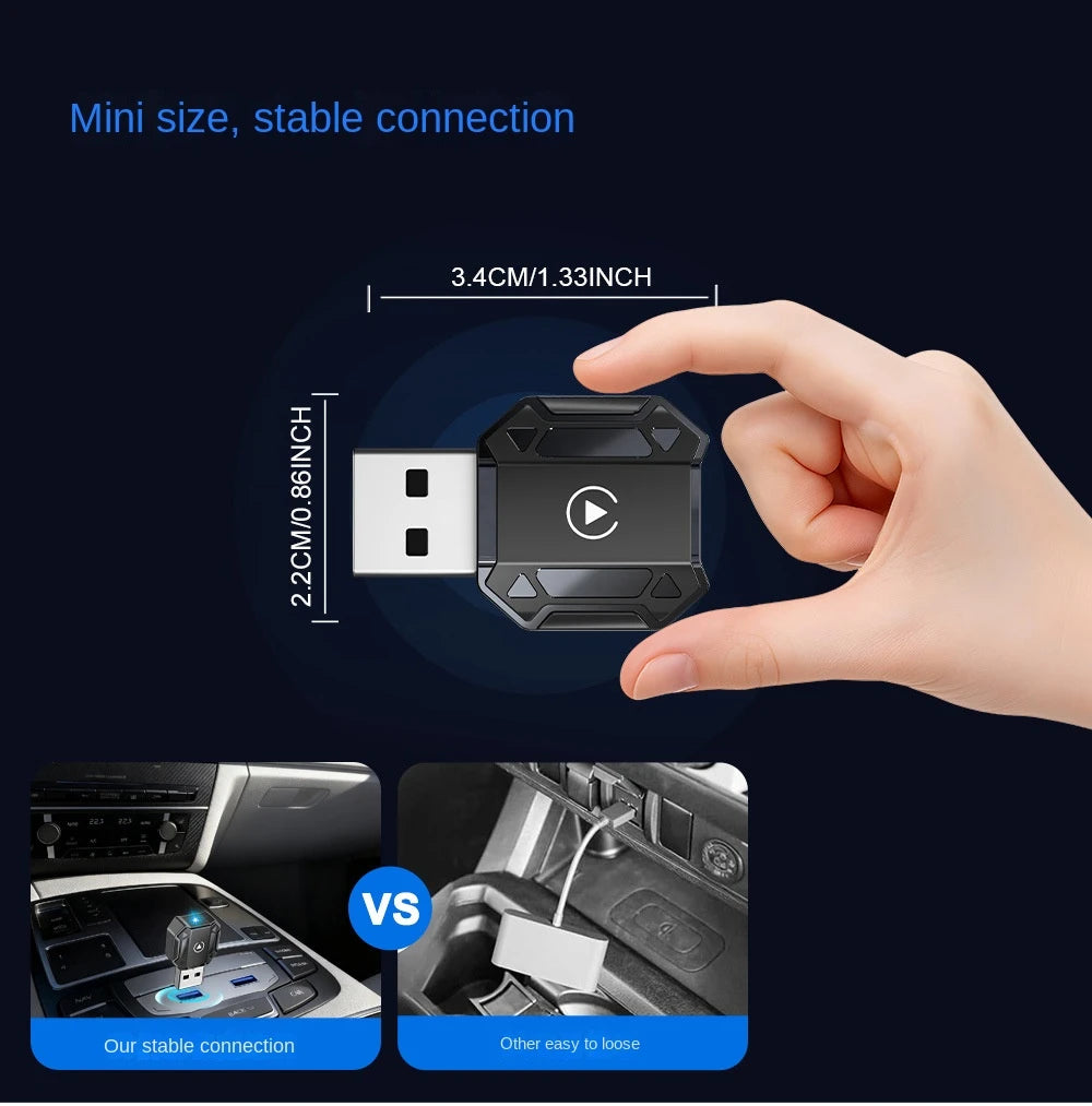 Wireless CarPlay car adapter, iphone, Android car interconnection, two-in-one smart car navigation, music and call function.