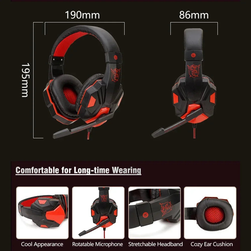 Adjustable Gamer Headset 120° Wired for PS4/PS5/Xbox/Smartphone/PC with Noise Cancelling Mic - Gaming Headphone