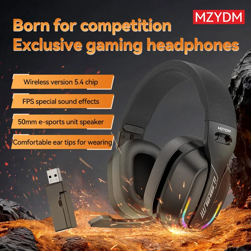 Wireless Gaming Headset: 2.4G/Wired/Bluetooth Headphones 3 Modes, Bendable HD Mic, Soft Ear Pads, Immersive Sound for PC/PS4/PS5