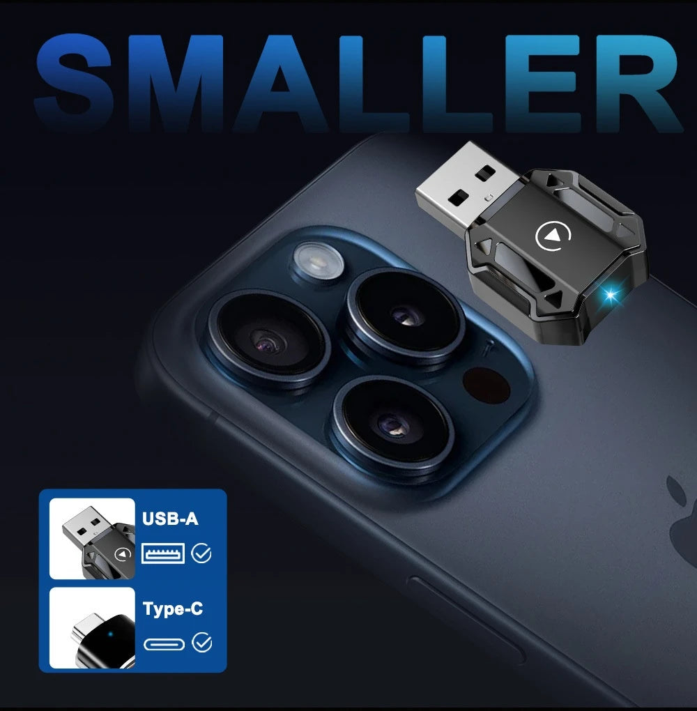 Wireless CarPlay car adapter, iphone, Android car interconnection, two-in-one smart car navigation, music and call function.