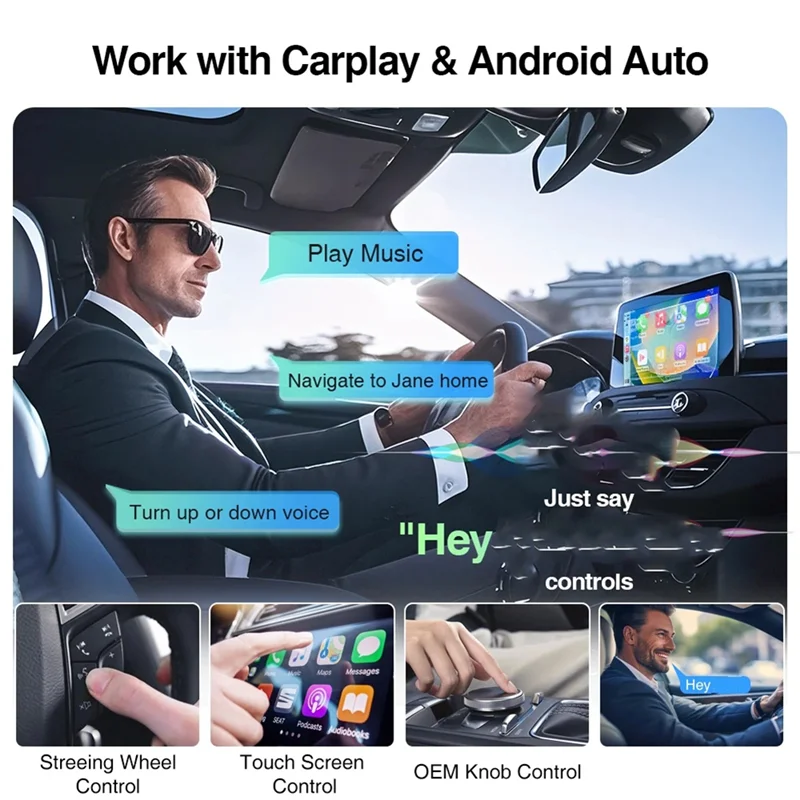 ABAC-Wireless Carplay Adapter Carbon Fiber Shell 2In1 Wireless Carplay Android Auto Plug And Play