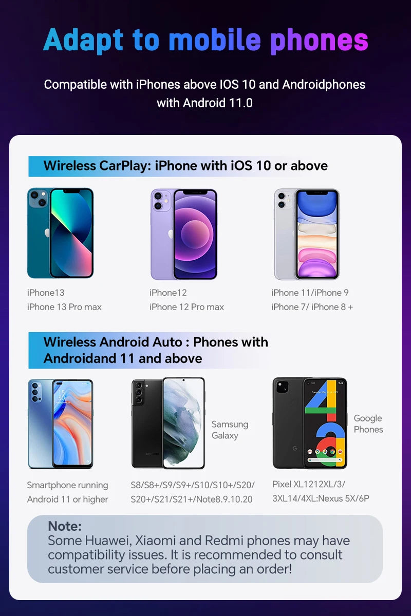 Wireless CarPlay Android Auto Adapter 2025 New Upgrade for 99% Cars 5GHz WiFi &Low-Latency Streaming Plug&Play Wired to Wireless